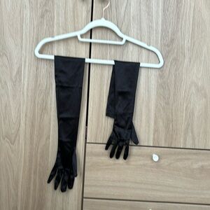 Black Satin Gloves